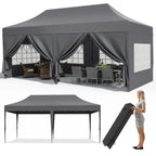 Pavilion Popup Gazebo 3x6m Waterproof Folding Gazebo Tent Party Tent 6 Side Panels Fully enclosed UV 50+ Height Adjustable 2-3M