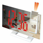 LED Digital Alarm Clock Specular Surface Electronic Desk Clock With Projection Time Temperature Clock Bedroom Bedside Decoration