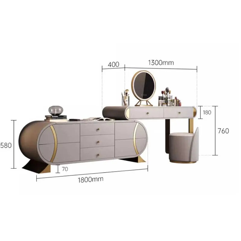 Cabinet Storage Luxury Vanity Table Modern Nordic Vanity Desk Light Mirror Dressers Drawers Make Up Tocador Maquillaje Furniture