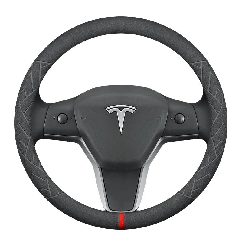 Steering Wheel Cover For Tesla Model 3 Y S X Alcantara 4 Seasons 36-39 CM Diameter Black Car Interior Accessories 2019-2025