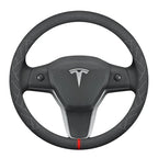Steering Wheel Cover For Tesla Model 3 Y S X Alcantara 4 Seasons 36-39 CM Diameter Black Car Interior Accessories 2019-2025