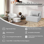 5 In 1 Folding Sofa Bed, Single Size Convertible Sleeper Chair With Pillow, Memory Foam Futon Couch, Velvet Fabric Washable