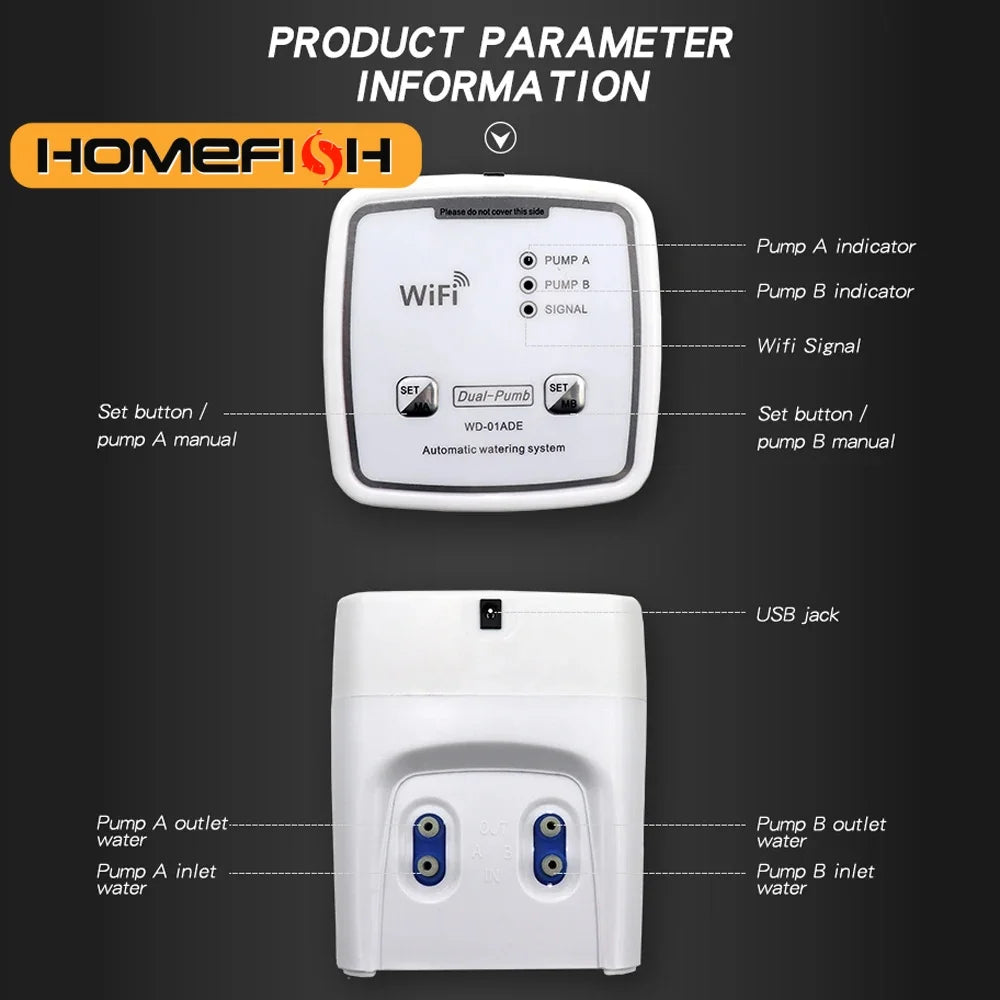 WIFI Intelligent Watering Device Double Pump Timed Automatic Drip Irrigation System Remote APPController for Garden Plant Flower