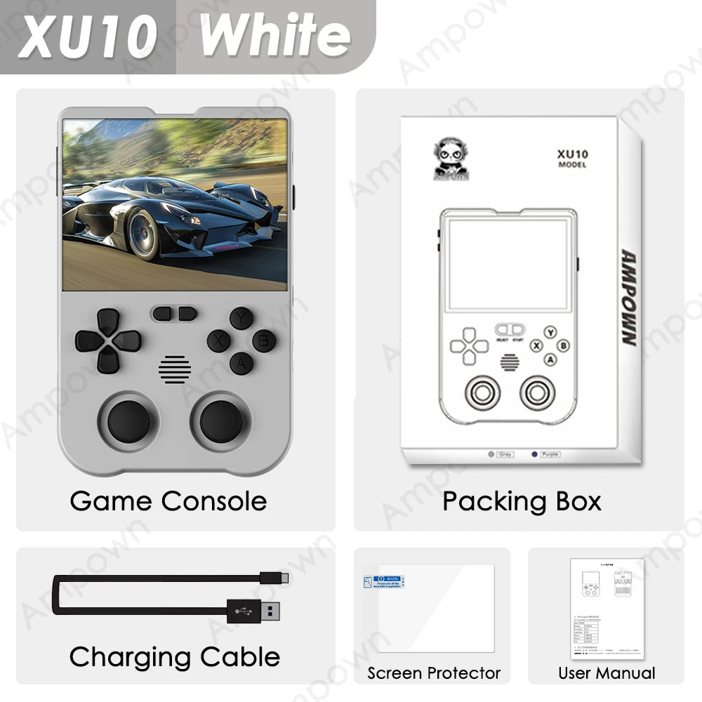 Ampown XU10 Handheld Game Console 3.5" IPS Screen 3000mAh Battery Linux System Built-in Retro Games Portable Video Game Console