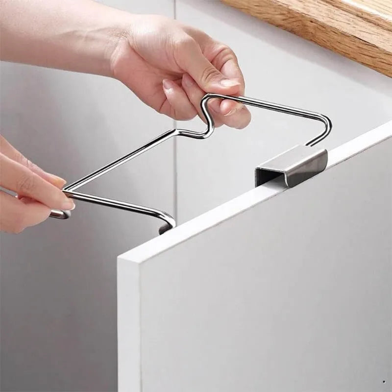 Stainless Steel Kitchen Garbage Bag Rack Cabinet Door Wardrobe Kitchen Rubbish Storage Bag Hook Closet Door Garbage Bag Rack