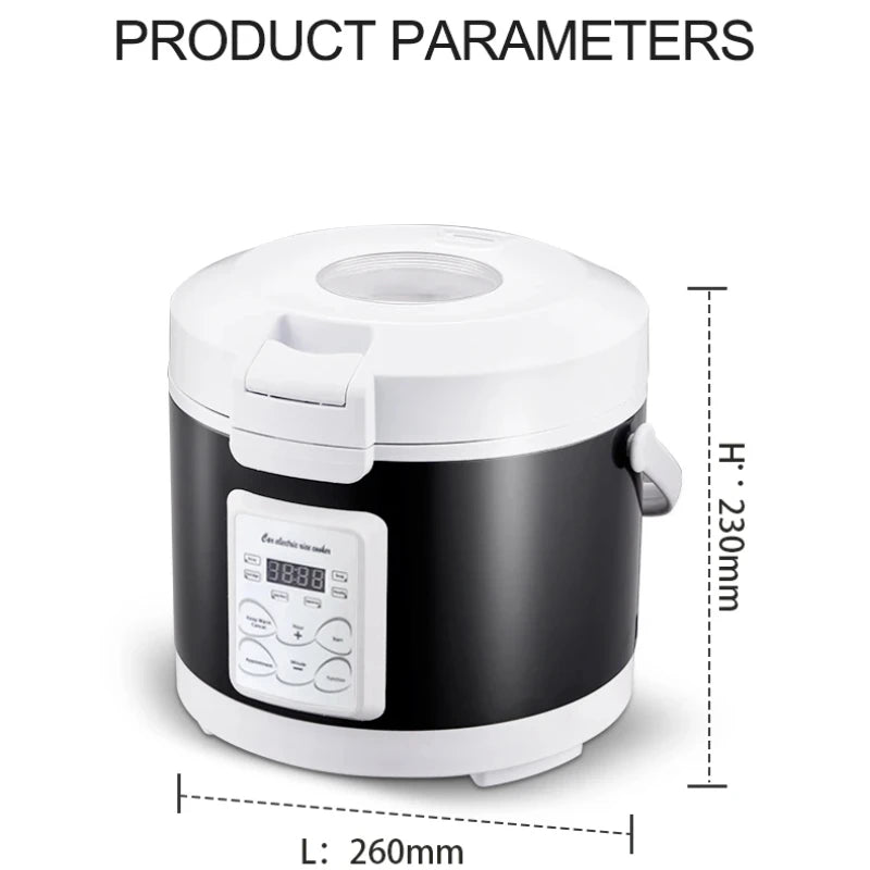 12V 24V 220V Mini Rice Cooker Car Truck Soup Porridge  Food Steamer Heating Lunch Box Meal Heater Warmer 3L for Camping