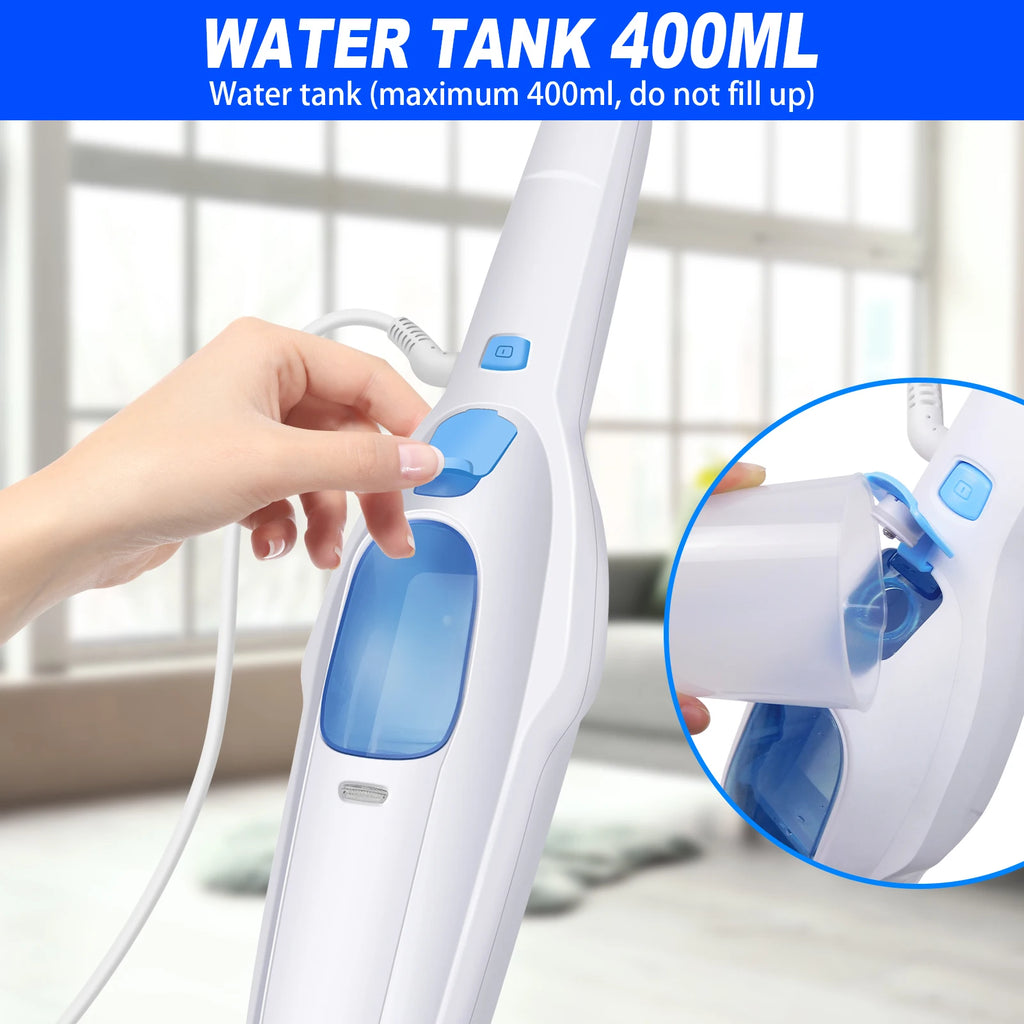 1500W Hot Steam Cleaner Handheld, 115cm Aluminum Rod, 400ml Water Tank, 4.8M Cable, 20s Fast Heating Up, 28g/min
