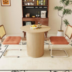 31.5" Round Dining Table for 2-4 People, Small Kitchen Dinner Table with Fluted Wood Base, Farmhouse Circle Dining Tables for H