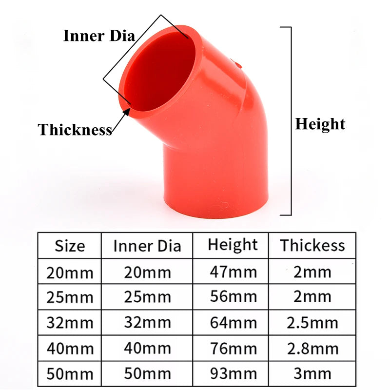 20mm~50mm Red PVC Pipe Fitting Connectors Garden Irrigation 90° Elbow Direct Tee Joint Aquarium Pipeline Water Delivery Joint