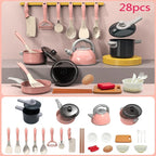 Children's Kitchen Toys 28PCS Pretend Cooking Toys With Pot Play Food Accessories Ideal Toddler Gift Kids Christmas Present