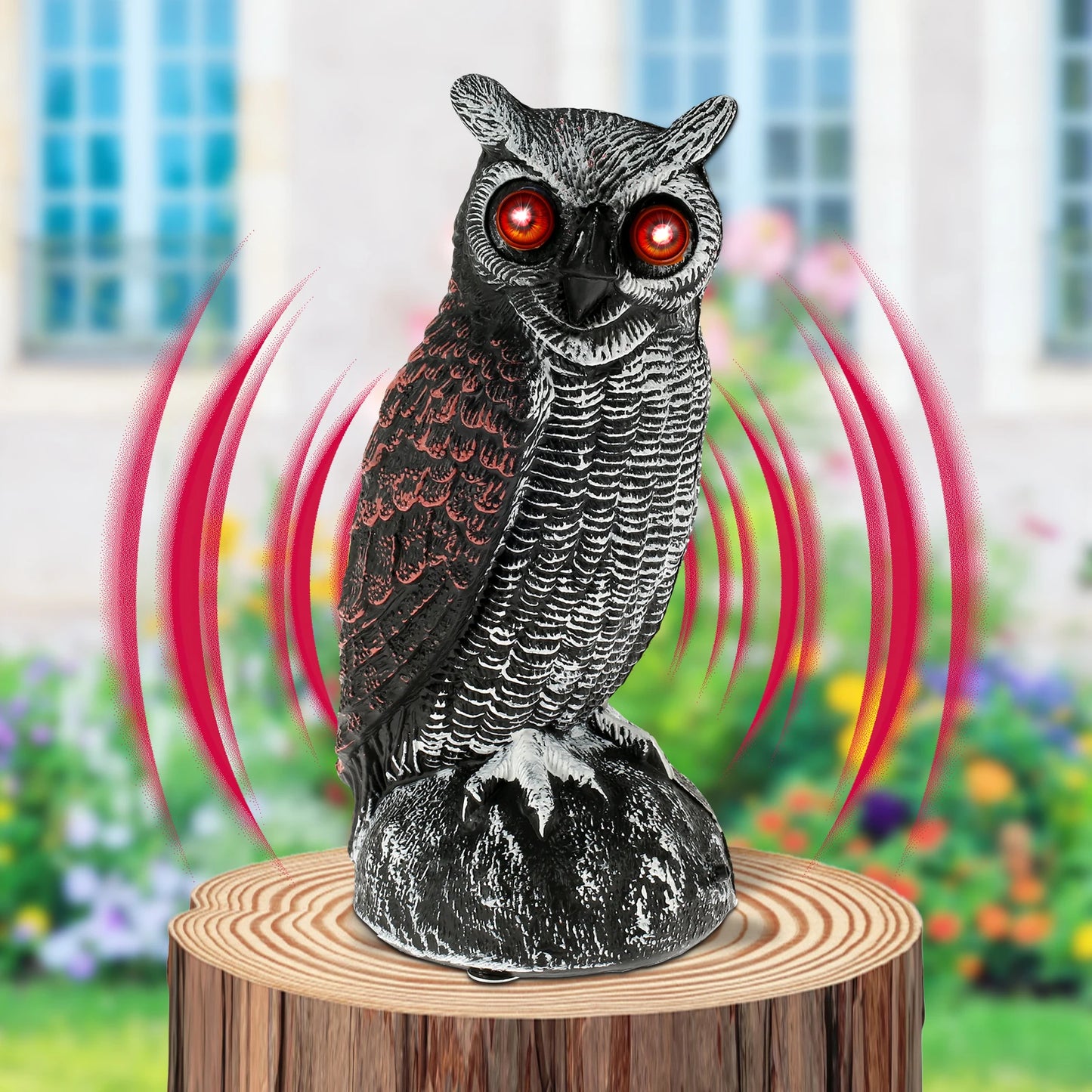 New Solar Owl Scare Bird Control Devices Waterproof Garden Fake Owl Deterrent Decoration With Scary Sound and Eyes Emit Light