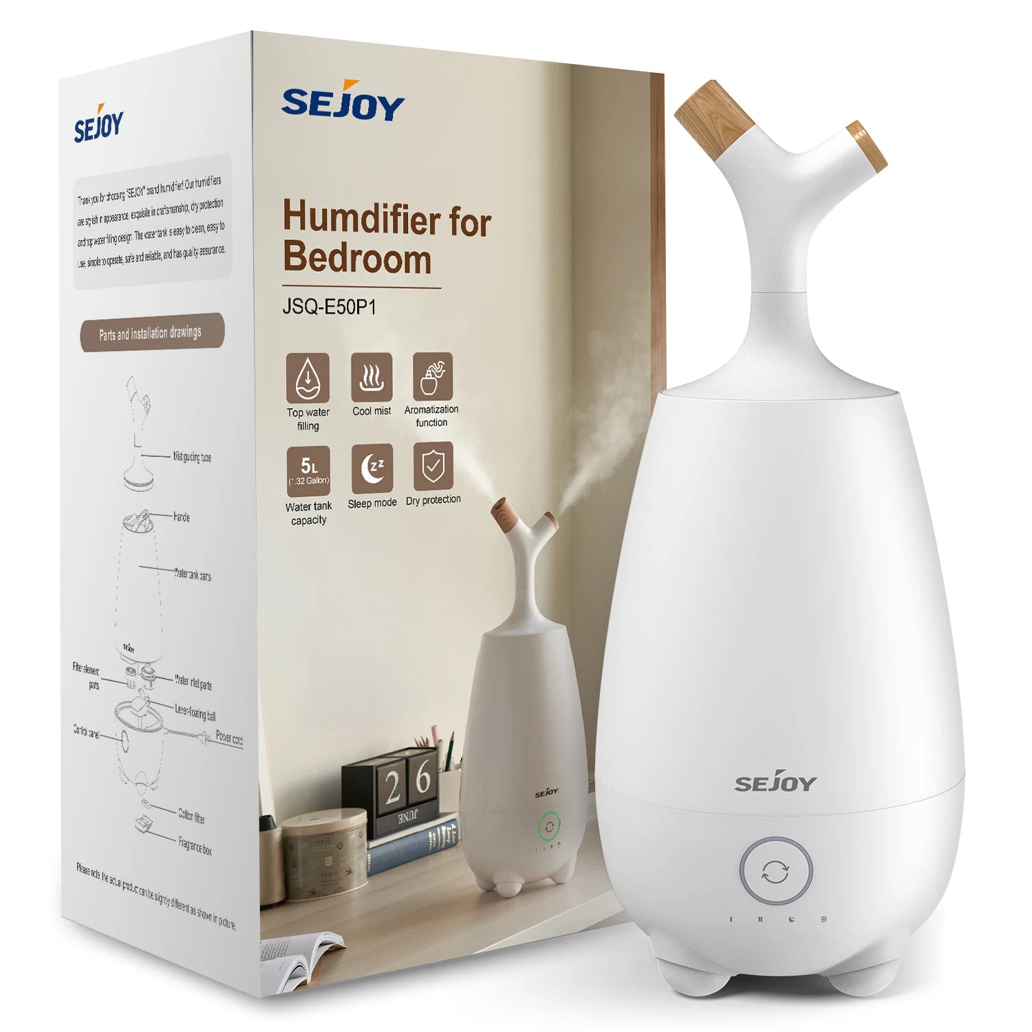 Sejoy Home Aromatherapy Air Humidifier Diffuser for Bedroom 5L Smart U