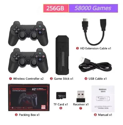 X2 Plus 4K Retro Game Console - 64/128/256GB Plug & Play Stick with 58000+ Games & Wireless Controller for PS1, N64, Dreamcast