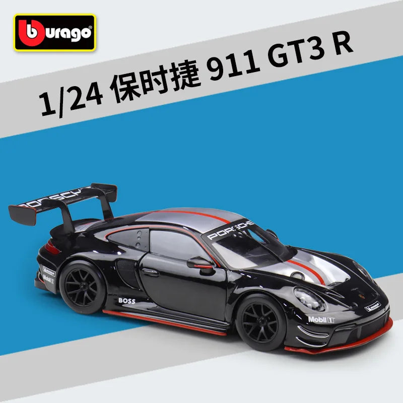 Bburago 1:24 Porsche 911 GT3 R Alloy Sports Car Model Diecast Metal Toy Track Racing Car Vehicle Model High Simulation Kids Gift