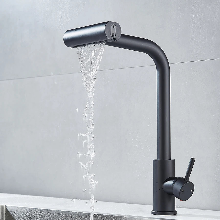 4-Mode Black Pull-Out Kitchen Faucet | RV & Home Hot/Cold Sink Faucet