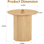 31.5" Round Dining Table for 2-4 People, Small Kitchen Dinner Table with Fluted Wood Base, Farmhouse Circle Dining Tables for H