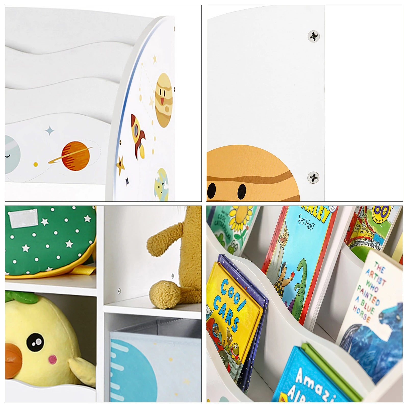 SONGMICS Toy and Book Storage Rack, Multifunctional Storage Furniture with 2 Drawers Fabric for Playroom