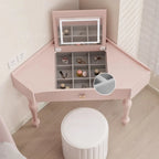 Flip Lights Storage Vanity Table Mirror Drawers Woman Small Cabinet Bedroom Dressers Girl Makeup Pink Coiffeuse Furniture Home