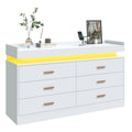 6 Drawer Dresser with LED Light and Charging Station, Modern Chest of Drawers for Closet, Wide Drawer Organizer Cabinet