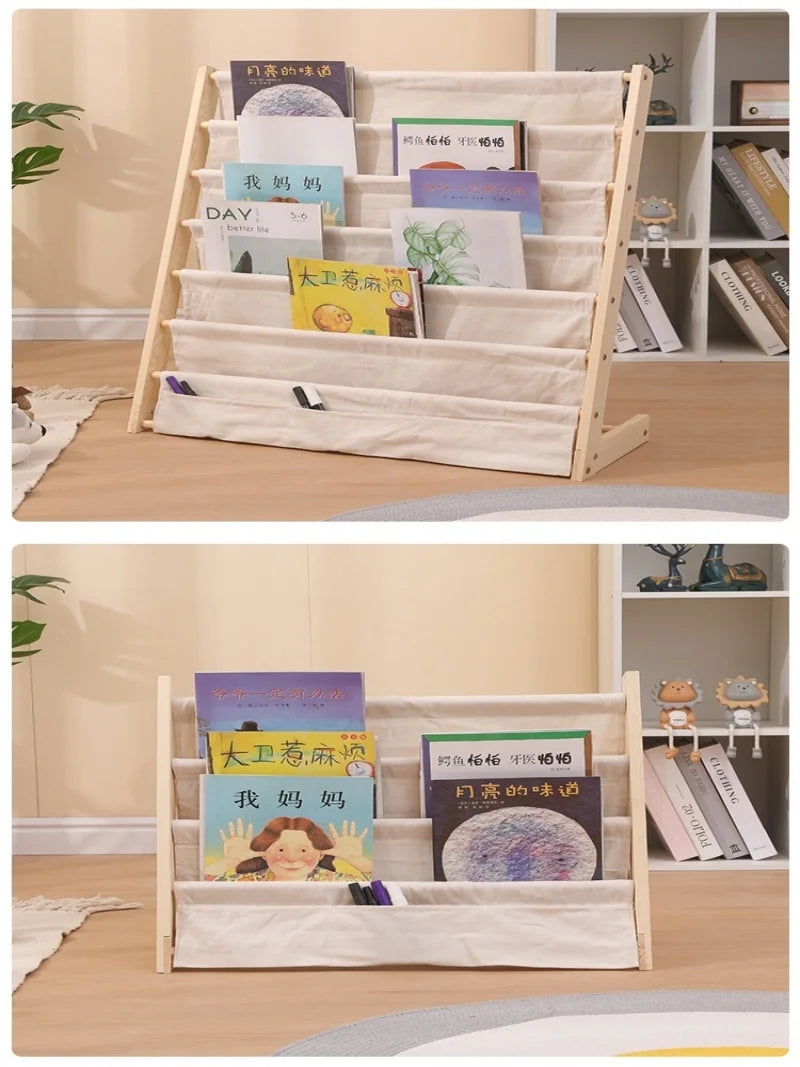 Home Multitier Solid Wood Reading Bookshelf Removable Floor Storage Bookshelf Children's Picture Book Organizer Storage Bookcase