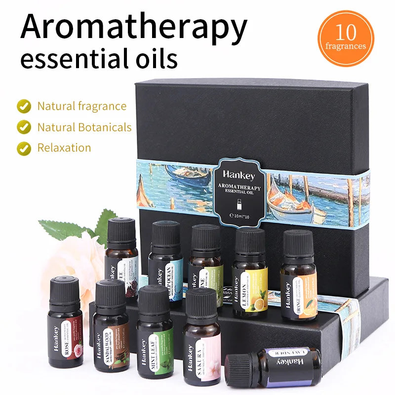 10ml Essential Oil Aromatherapy Gift Box Air Humidifier Household Water-soluble Lavender Rose Eucalyptus White Peach Oolong