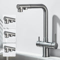Filtered Kitchen Sink Faucet Pull Out Spray 360 Rotation Water Filter Tap Dual Sprayer Drinking Water Tap Vessel Sink Mixer
