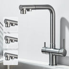 Filtered Kitchen Sink Faucet Pull Out Spray 360 Rotation Water Filter Tap Dual Sprayer Drinking Water Tap Vessel Sink Mixer