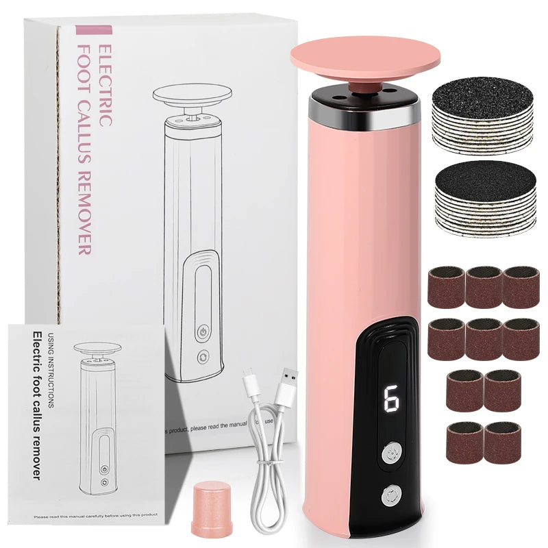 Wireless Electric Foot Callus Remover Machine Rechargeable Pedicure Tool for Dead Skin And Cuticle Removal with Replacement Sand