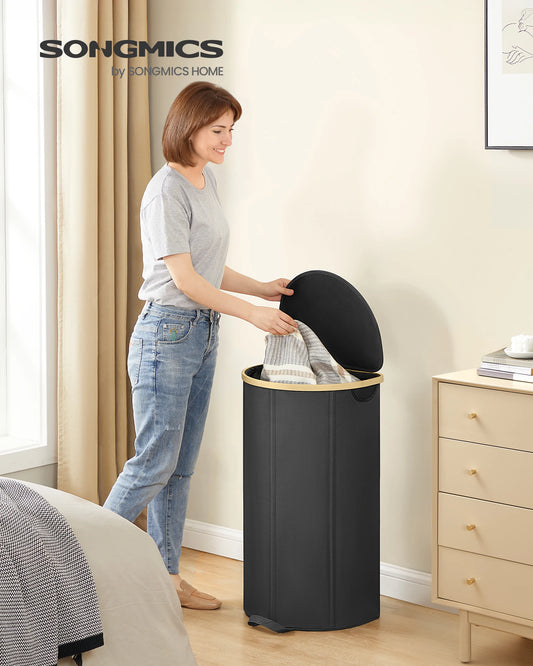 SONGMICS laundry basket Laundry Collector 90 Litre Laundry Ton with Lid Removable Laundry Bag Bedroom