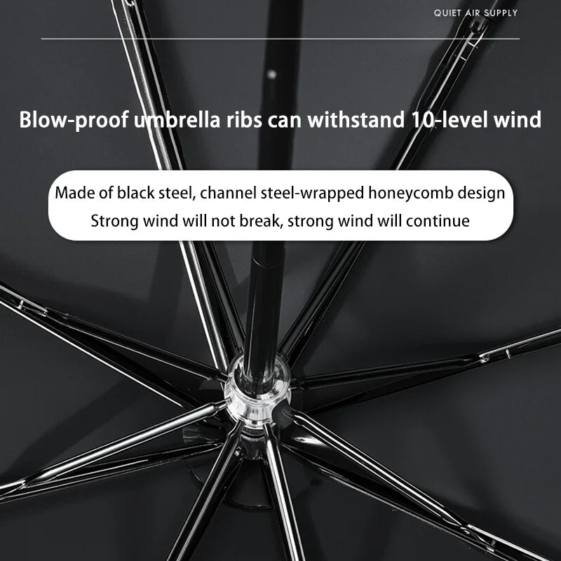 Xiaomi 8-bone Triple Fold Umbrella Hand Open Loop Buckle Umbrella Black Rubber Sunscreen Dual Use Wind Water Resistant Umbrella