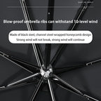 Xiaomi 8-bone Triple Fold Umbrella Hand Open Loop Buckle Umbrella Black Rubber Sunscreen Dual Use Wind Water Resistant Umbrella