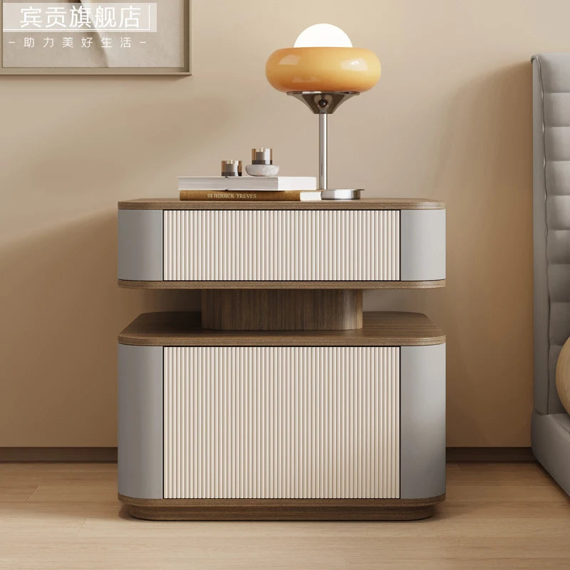 Minimalist Modern Aesthetic Bedside Table With Drawers Design Storage Nightstand Space Saving Mesa De Noche Bedroom Furniture