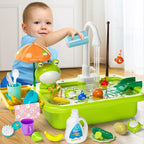 Kids Kitchen Sink Toys Electric Dishwasher Playing Toy With Running Water Pretend Play Food Fishing Toy Role Playing Girls Gift