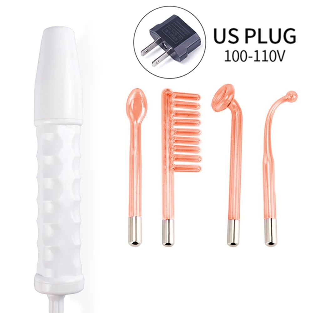 4-IN-1 Portable High Frequency Facial Beauty Machine Electrode Purple Light Glass Tube Wand Acne Massage Facial SPA Skin Care