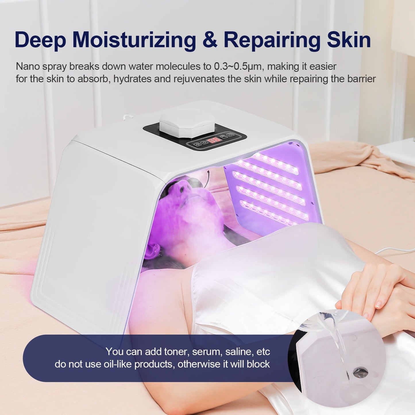 7-Color LED Photon Red Light Therapy & Nano Spray Facial Rejuvenation Device