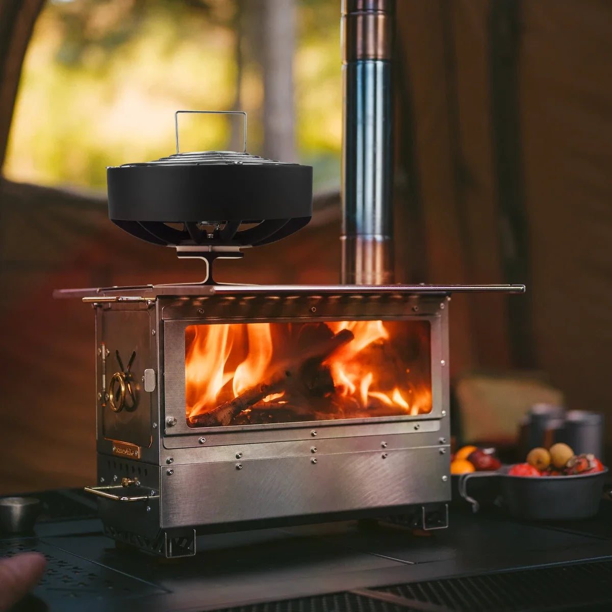 4 Blades Stove Fan Heat Powered Fireplace Fan Log Wood Burner Eco-fan Quiet Fireplace Fan Home Winter Warm Heat Distribution무동력팬