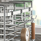 Space-saving 1pc utensil holder: wall-mounted, 2/3 grids, drip tray & 4 hooks. Kitchen must-have!