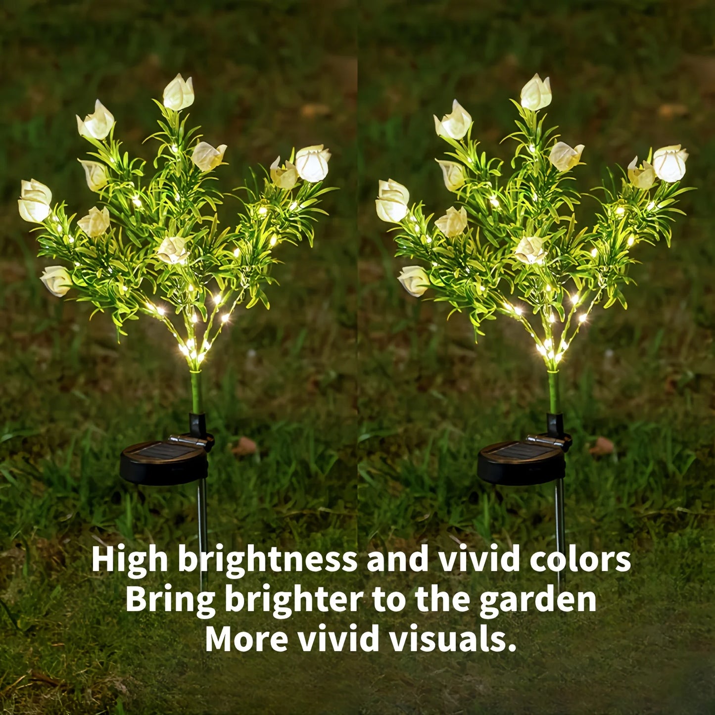 1/2/3/4pc 11-Flower Solar LED Gardenia Lights Outdoor Garden Decor Automatic Light Sensor for Patio Lawn Yard Solar Garden Light