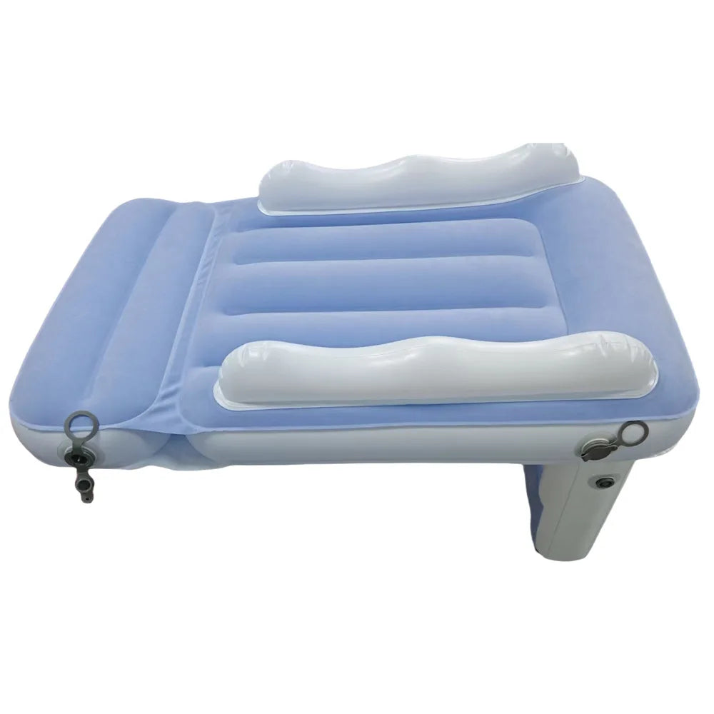 Infant Inflatable Mattress Kids Car Rear Car Mat Foldable Airplane Mattress Outdoor Travel Thickened Flocking Air Mattress