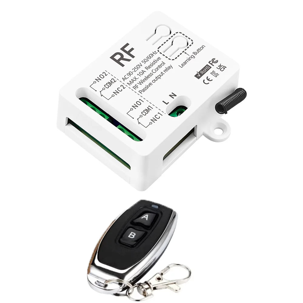 Rf 433Mhz Wireless Remote Control Switch AC110V 220V 230V 10A 2300W 2CH Relay Receiver Remote Control for Lights garage door