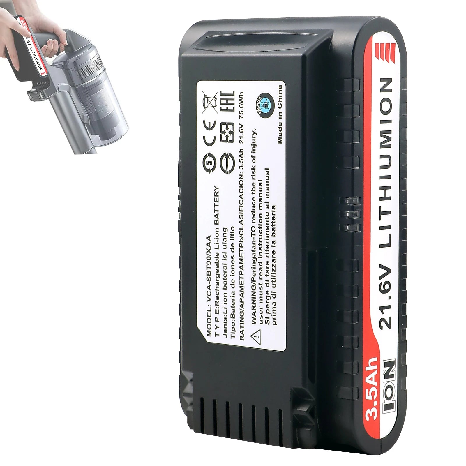 21.6V 3500mAh Replacement Vacuum Cleaner Li-ion Battery for Samsung Jet 90/Jet 75 Pet/Jet 75 Cordless Stick Vacuum VCA-SBT90/XAA