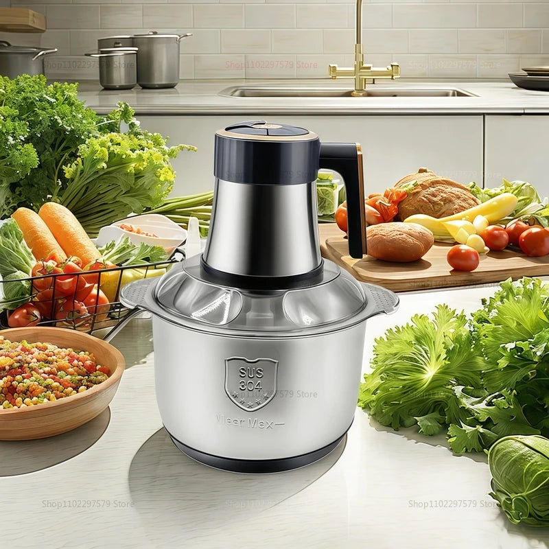 Electric Meat Grinder with Five-Speed Stainless Steel Food Processor Meat Vegetables Multifunctional Kitchen Food Shredder
