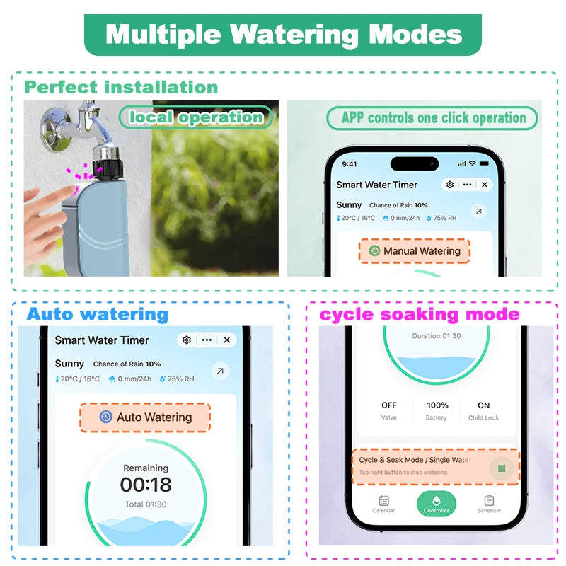 Smart Tuya WiFi Garden Watering Timers Sprinkler Valve Programmable Auto Irrigation Watering Timer Irrigation Watering System