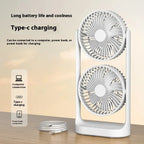 Quiet Desktop Twin Fan: 360°Flexible Rotation, Type C Charging, Multi