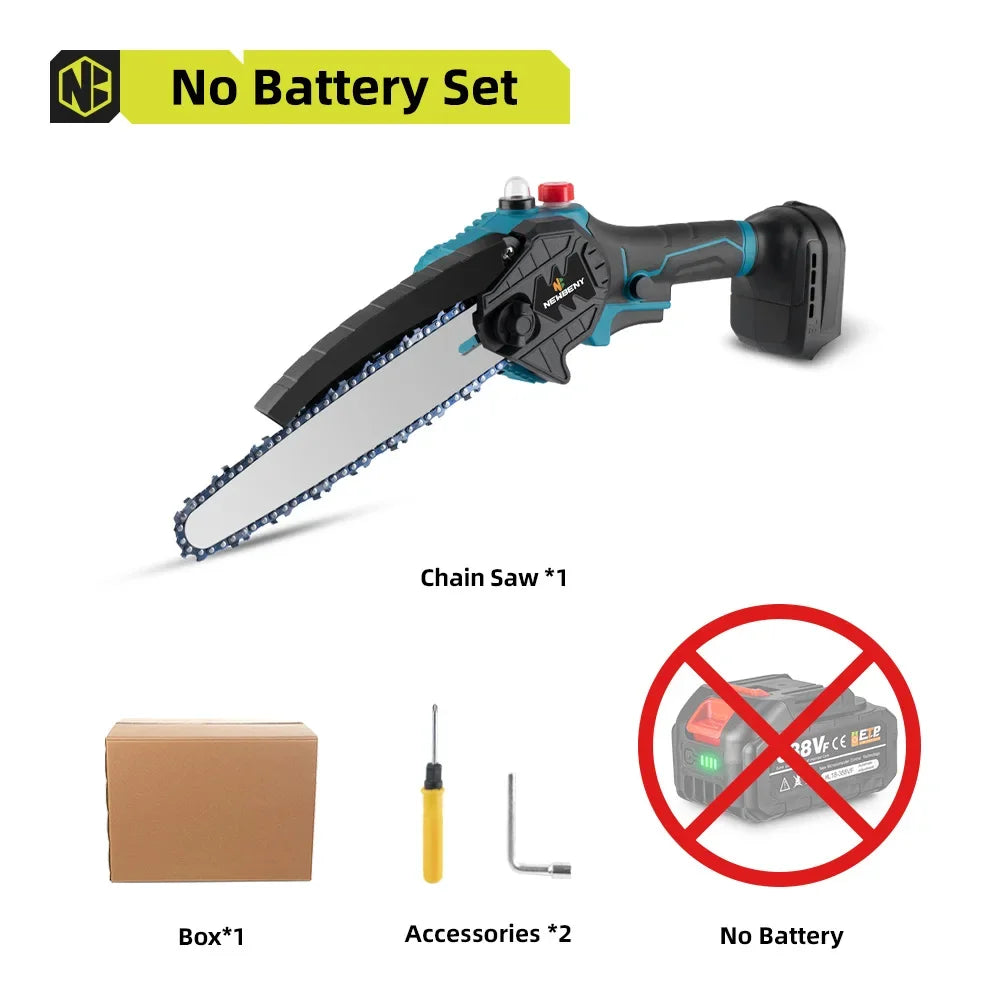 NEWBENY 8 Inch Brushless Electric Saw With Oiler Cordless Woodworking Garden Pruning Saw Power Tools For Makita 18V Battery Pin