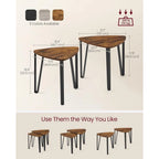 Nesting Coffee Tables, End Tables Set of 2 for Living Room Bedroom, Industrial Small Stacking Side Tables with Metal Frame for