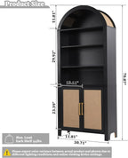71" Tall Arched Bookcase with Storage, Modern 6-Tier Arched Cabinet with Door,Arched Bookshelf Cabinet with Open Display Storage