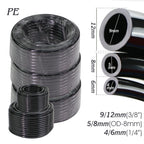 10/20/30/50M OD-6mm 8mm 12mm Black PE Garden Hose Pressure-Proof 4/6mm 5/8mm 9/12mm Drip Irrigation Pipe 3/8" 1/4" Watering Tube