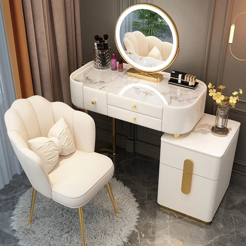 White Bedroom Vanity Table Makeup Mirror Chair Modern Organizer Dressing Table Cosmetics Cheap Penteadeira Trendy Furniture