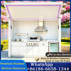 Practical Outdoor Kitchen Complete, Built-in Classic Non Stick Cookware Set, Windproof Waterproof Outdoor Cooking Station